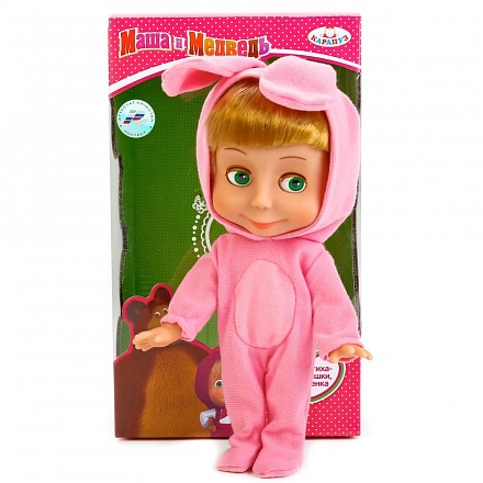 Интерактивная кукла Маша и Медведь - Маша в костюме зайца, 25 см, 3 стиха-потешки, петесенка )